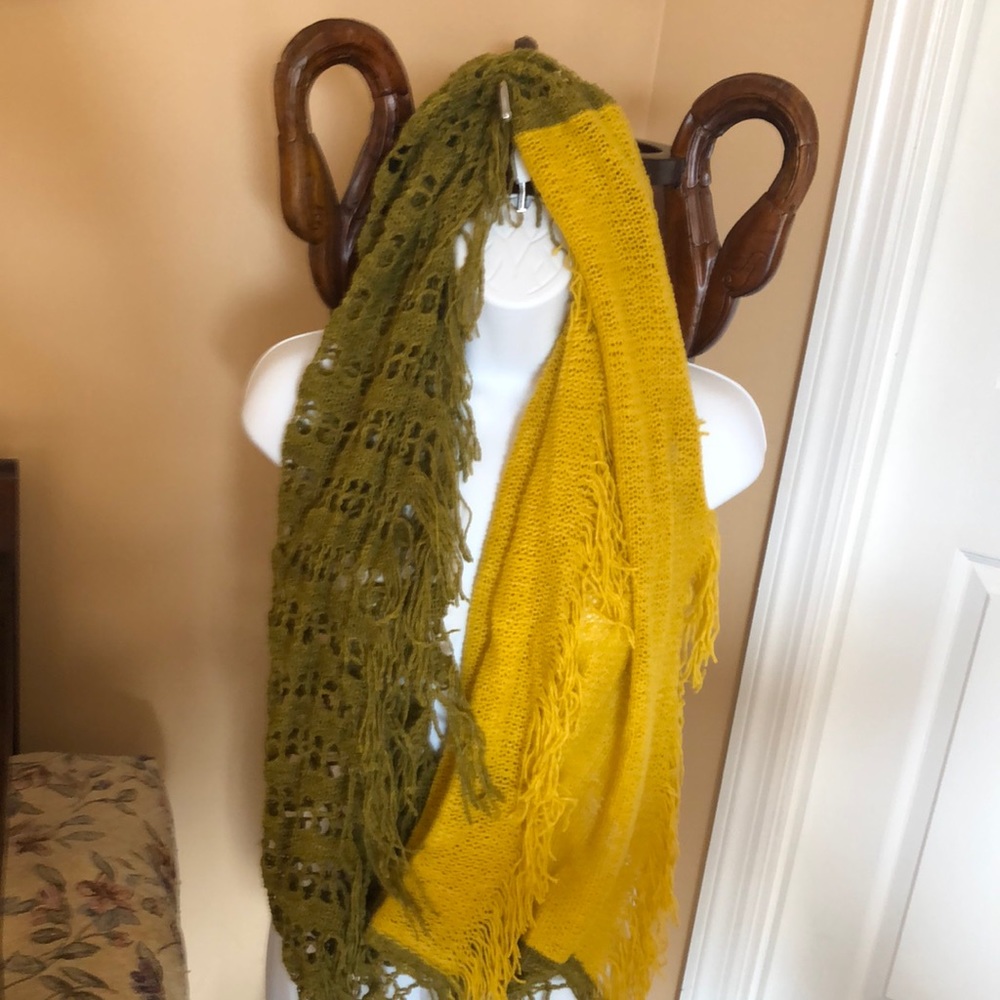 Olive and mustard scarf